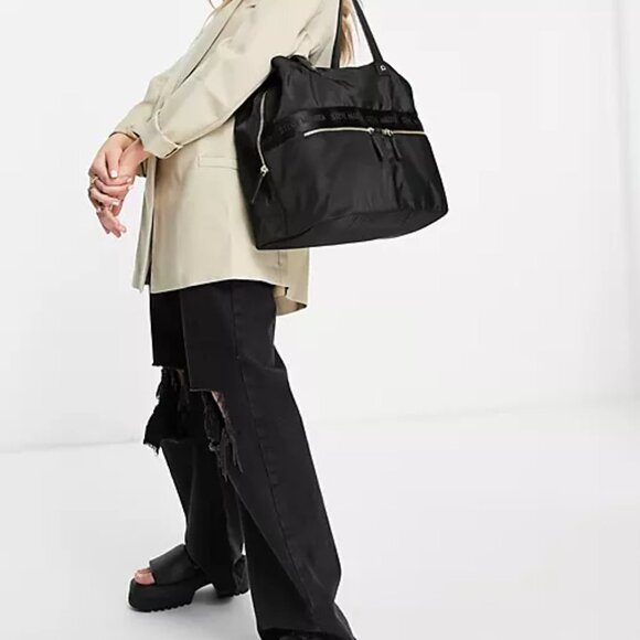 Steve Madden Bstripe Purse Gray Nylon Shoulder Tote Y2K Spellout - Picture 12 of 12